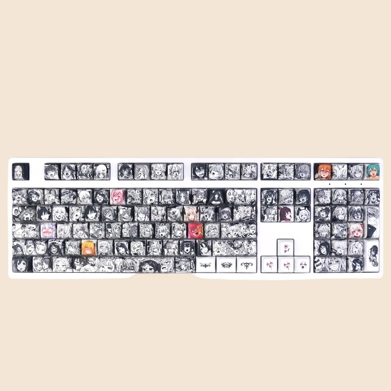

Qiulili Black and White Anime Style Keycaps Set PBT Sublimation XDA Height Keyboard Caps for Mechanical Keyboard Accessories