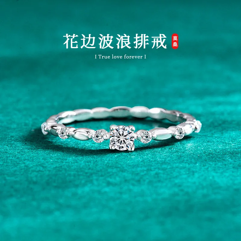 

LinkerLove S925 Sterling Silver Moissanite Ring for Women Stackable Bamboo Joint Wedding Band White Gold Plated Trendy Jewelry