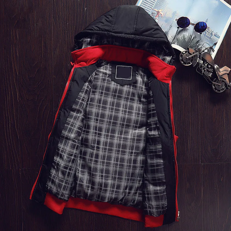 Men's Puffer Sleeveless Winter Coats Contrast Color Hooded Down Cotton Vest Jackets Thick Warm Windbreaker Waistcoat Clothing view 2