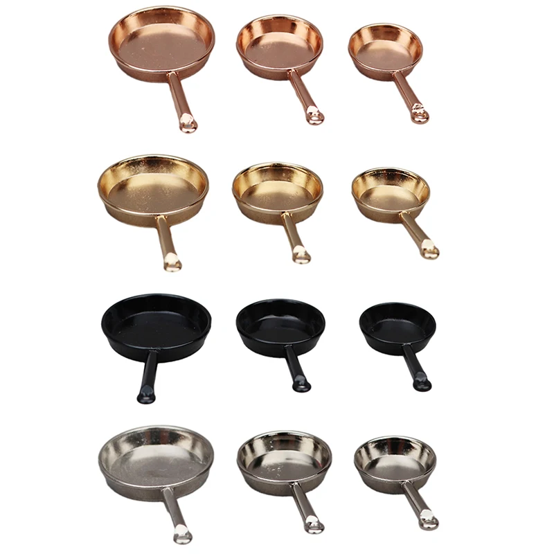 .Hot Sale.1Set 1/12 Dollhouse Miniature Frying Pan Casserole Metal Cookware Kitchen Model Decor Toy Doll House Accessories view 4