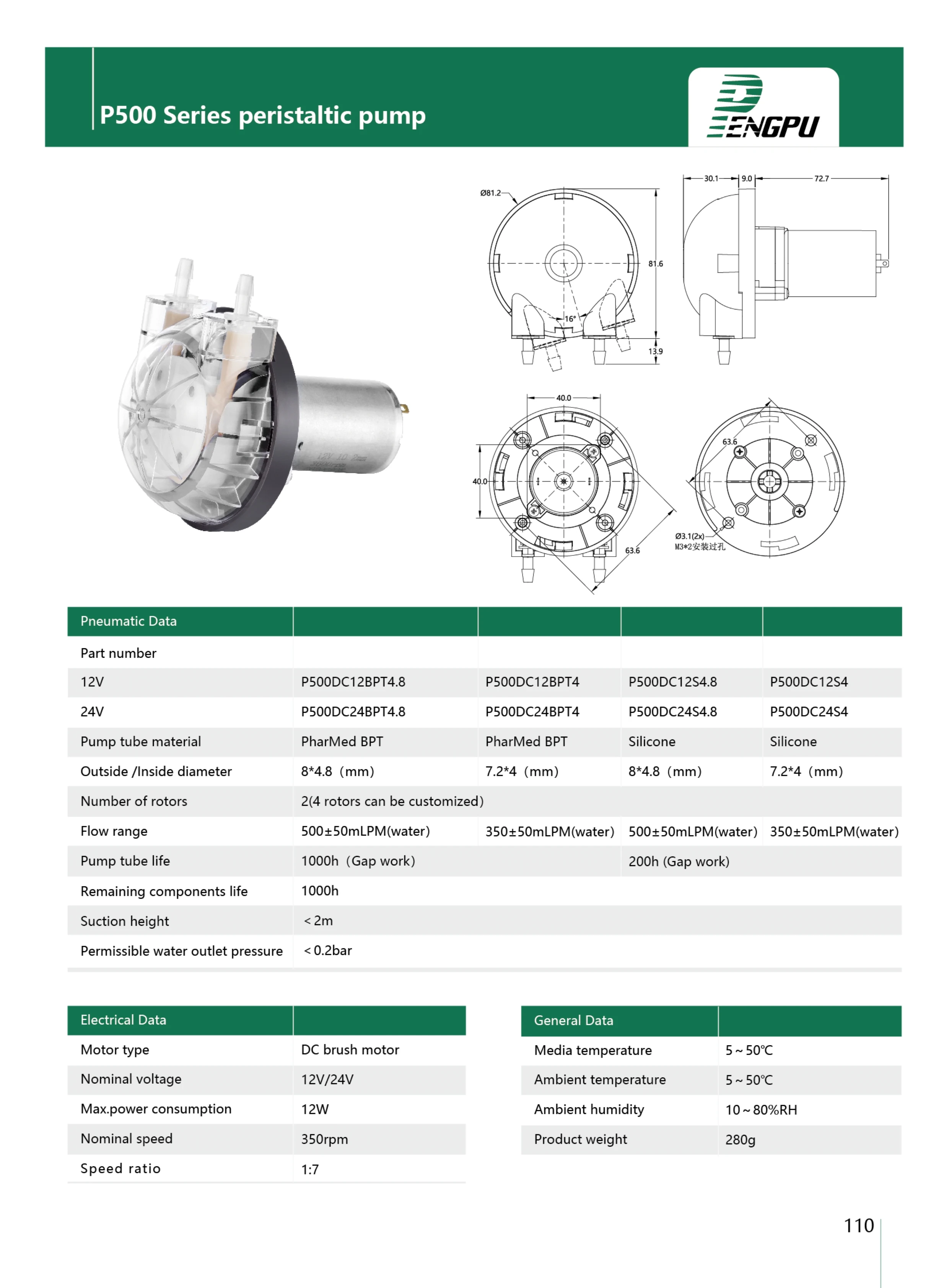 PENGPU 500mLPM 12 فولت 24 فولت مضخة تمعجية صغيرة صغيرة صغيرة أنبوب BPT لمضخات جرعات المياه السائلة من الدرجة الغذائية