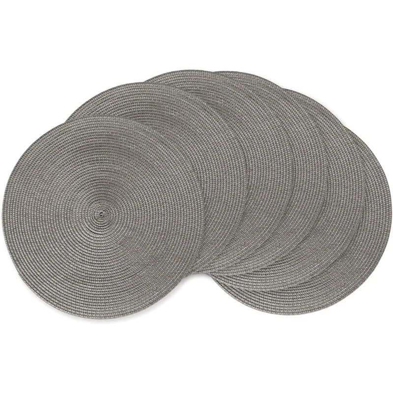 Round Braided Placemats Round Kitchen Table Mats for Dining Tables Polypropylene Woven Heat Resistant Place Mats 6 PCS