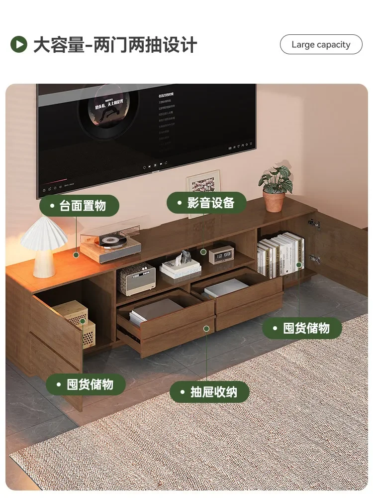 DSA medieval style solid wood TV cabinet household floor small apartment floor cabinet rubber wood new medieval