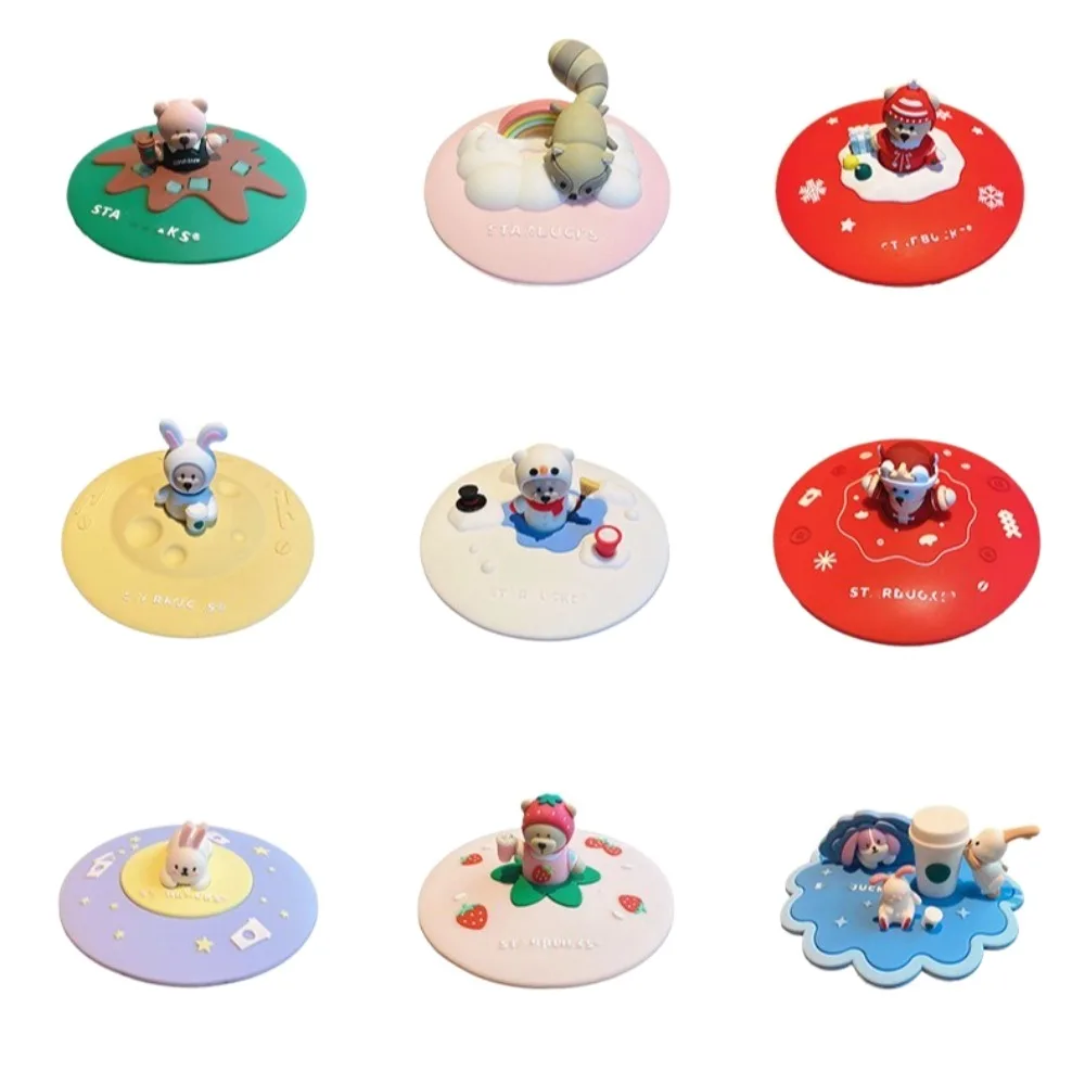 الغذاء الصف الكرتون 10 سنتيمتر غطاء كوب سيليكون مقاومة للحرارة العالمي شفط كأس غطاء مانعة للتسرب الغبار غطاء القدح كوب للشرب