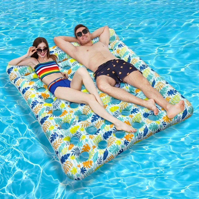 

Inflatable Floating Mat with Leaf Design Eco Friendly Thickened Double Airbed for Pool Lake Beach Lounge Raft with Backrest