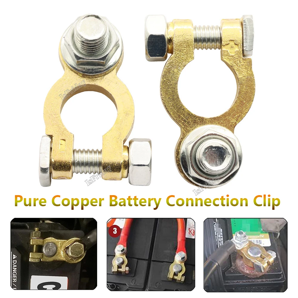 2PCS Pure Copper Battery Connection Clip Insulated Car Battery Pile Head Connector Battery Wiring Battery Clamp Wiring Terminal