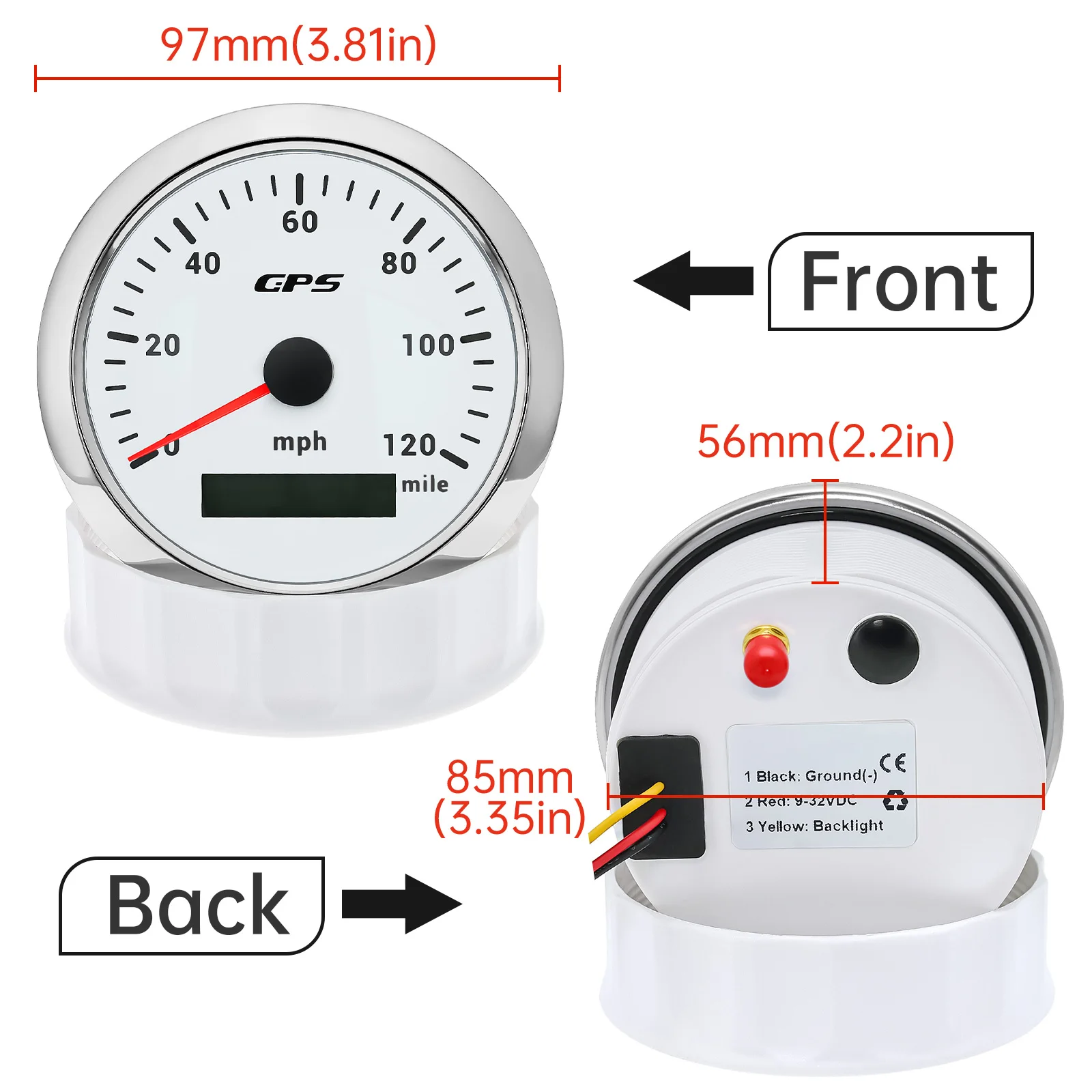 85MM GPS Speedometer 30/60/80/120/160/200 MPH 7 Colors Backlight Speed Gauge Sensor for Mairne Yacht Boat Car Accessories