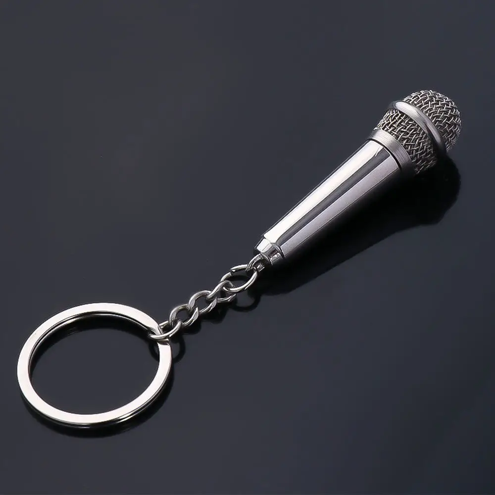 

Silver Color Music Lover Cute Design Simulation Microphone Keyring Microphone Keychain Microphone Key Ring Microphone Pendant