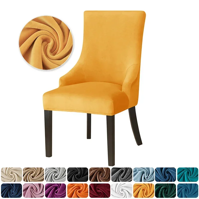 Velvet Stretch Wingback Chair Cover Accent Dining Chair Cover High Back Sloping Arm Chairs Slipcovers for Dining Room Banquet