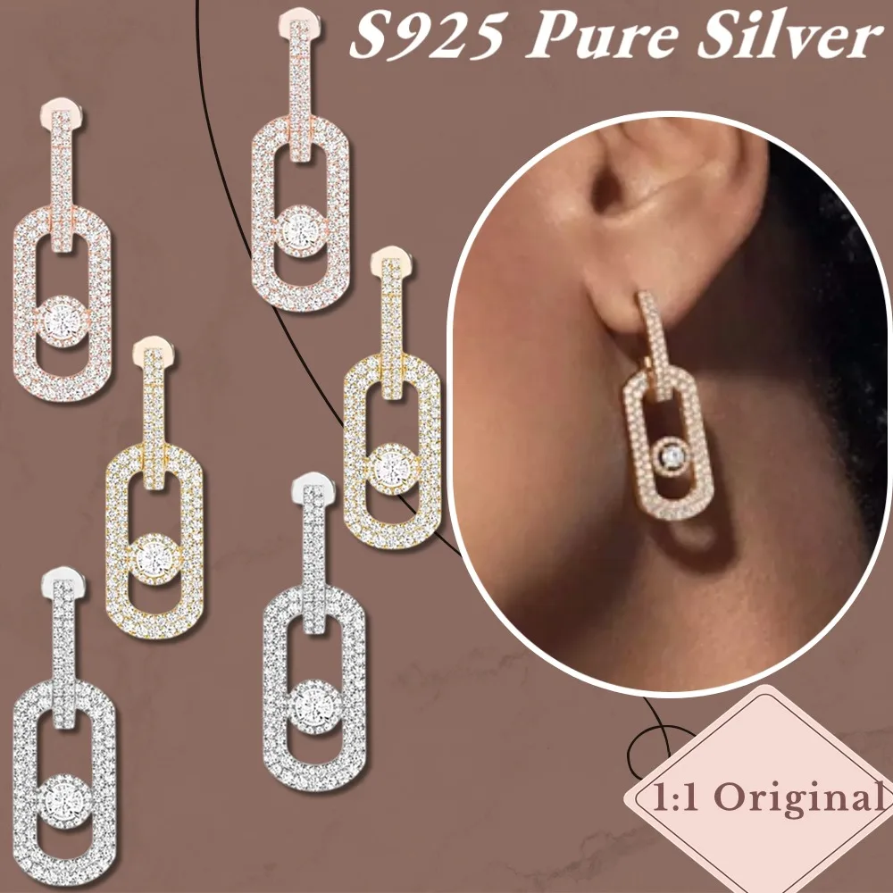 original BOUCLES D'OREILLES Diamond Earrings Sterling Silver 925 Luxury woman Jewelry Accessories Party Holiday Gift