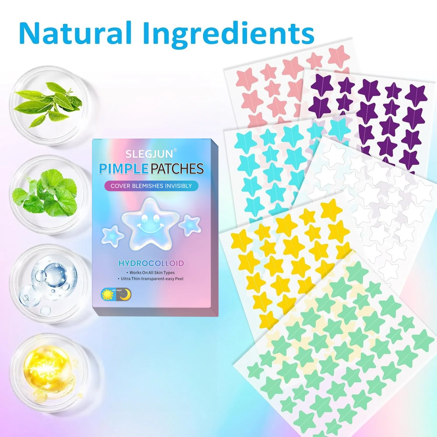 240 قطعة من ملصقات حب الشباب على شكل نجمة خفيفة وغير مزعجة لتغطية حب الشباب والعيوب، وملصقات حب الشباب على شكل نجمة تغطي بشرة الوجه
