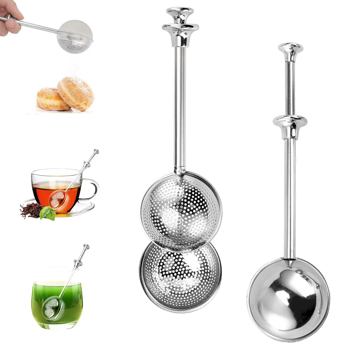 Coladores de té para té suelto, 2 uds., infusor de té de acero inoxidable, bola de té de malla fina, difusores más intermedios para té de hojas sueltas