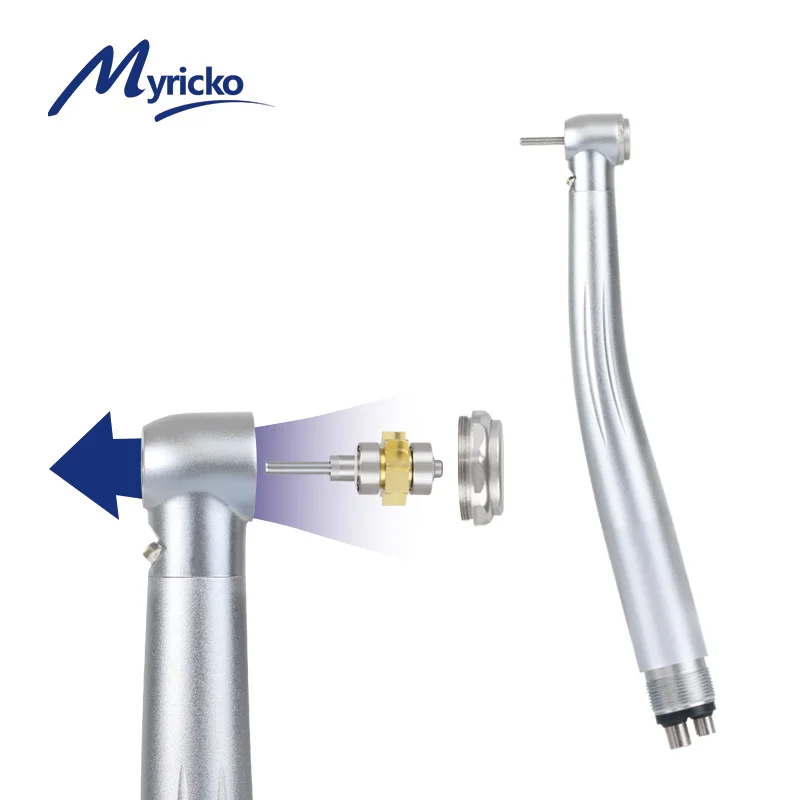 Myricko-pieza de mano LED Dental, rodamiento de cerámica de alta velocidad, cabezal estándar, botón pulsador, 3 turbinas de pulverización de agua