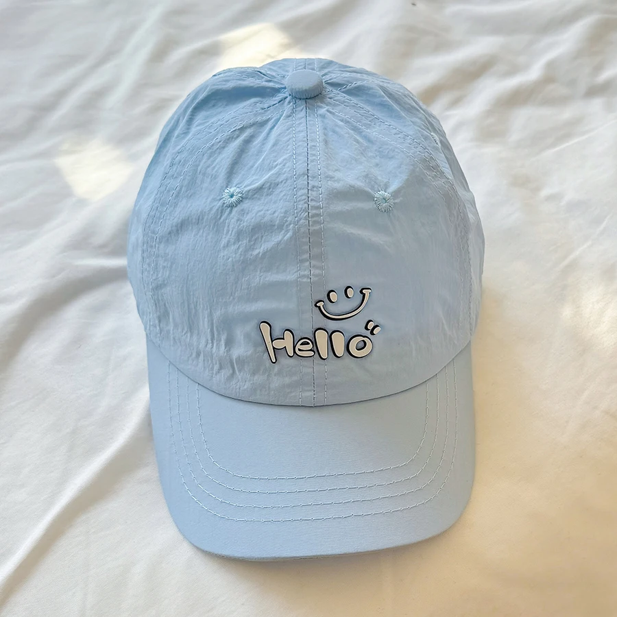 2025 NEW Kids Quick Dry Baseball Cap Girl Boy Summer Candy Color Hello Letter Snapback Hat Baby Outdoor Sun Protection 3-7 Years - Image 5
