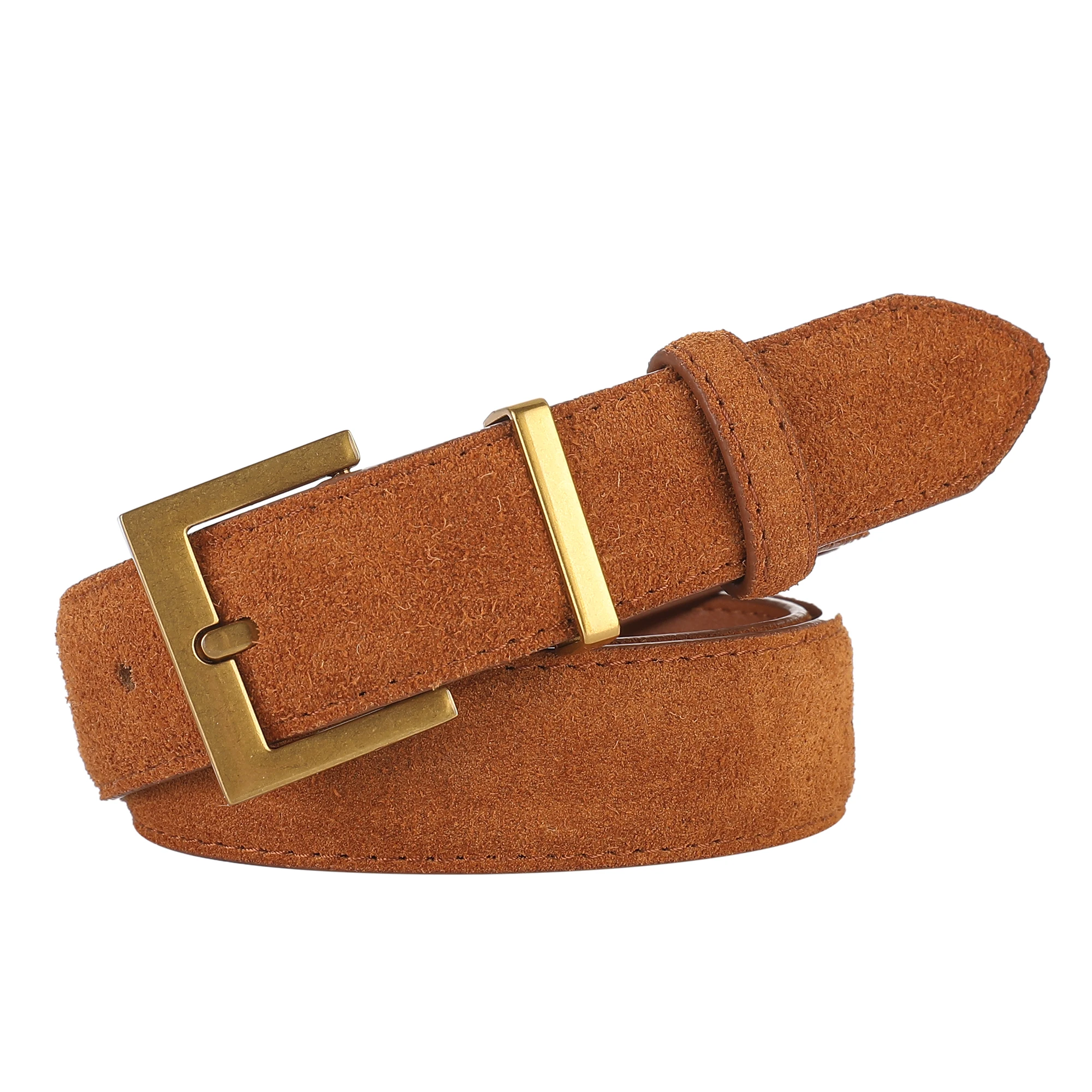 Trendiger Damen-Doppelgürtel aus echtem Leder, elegantes Rindsleder-Wildleder mit stilvoller quadratischer Legierungsschnalle, ideal für Kleider und Jeans – Detail 14