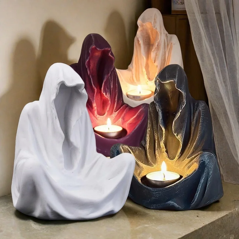 

Украшения для подсвечников, подсвечник-волшебник-призрак, креативные нишевые креативные украшения из смолы, атмосферное украшение для вечеринки