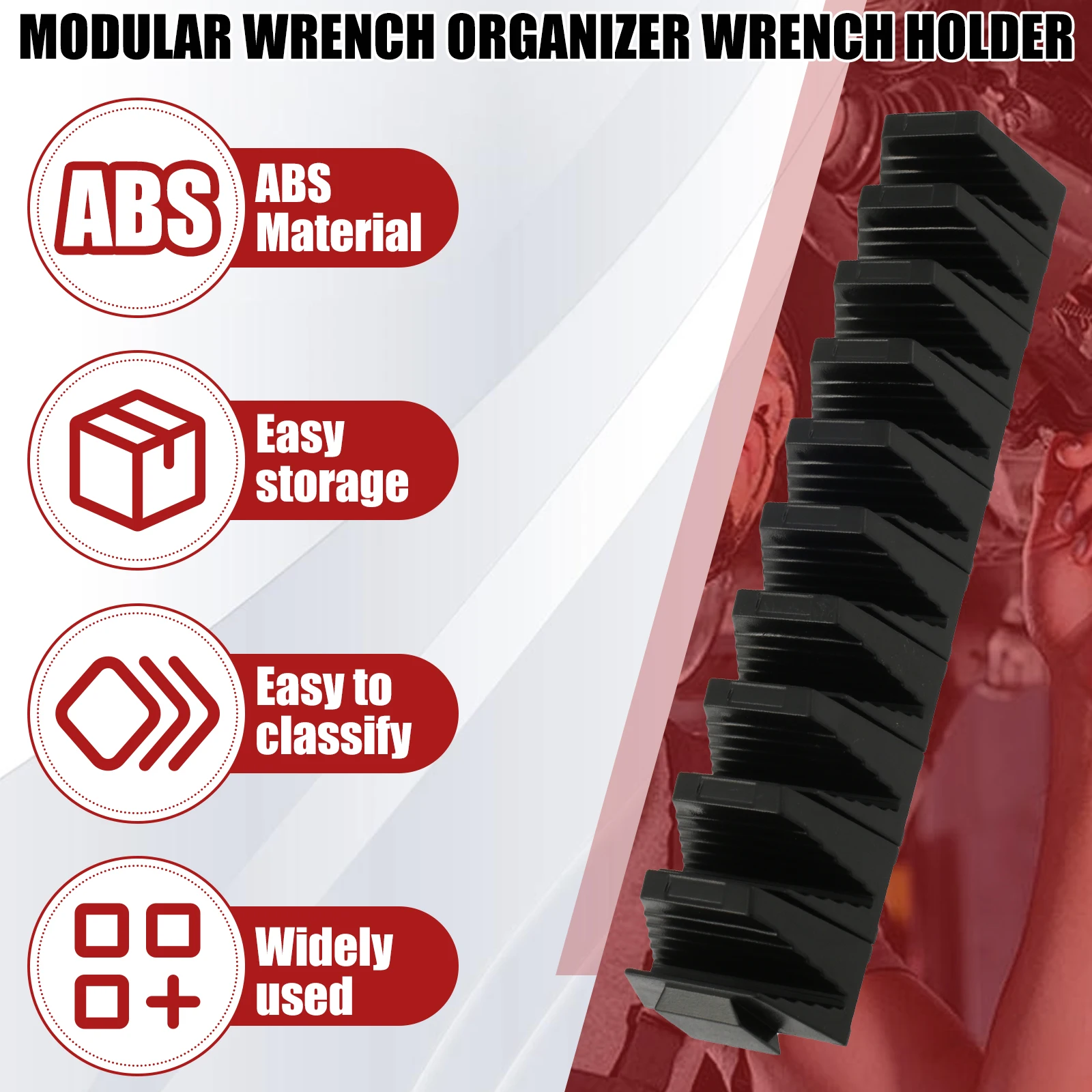 40Pcs Modular Wrench Organizer ABS Versatile Wrench Holder with Labels Space Saving Wrench Storage Rack Tool Accessories