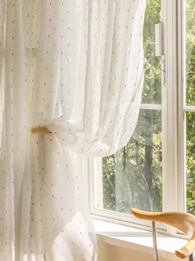 Modern colorful tulle curtains for Living Room kids Room Bedroom balcony Embroidery White sheer Curtains blinds custom size