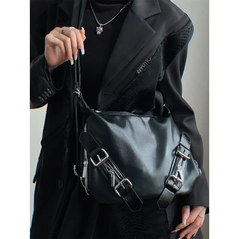 Xiuya Gothic Fashion Shoulder Bag for Women Y2k Punk Designer Luxury Crossbody Bag Casual Vintage Aesthetic New Female Handbag