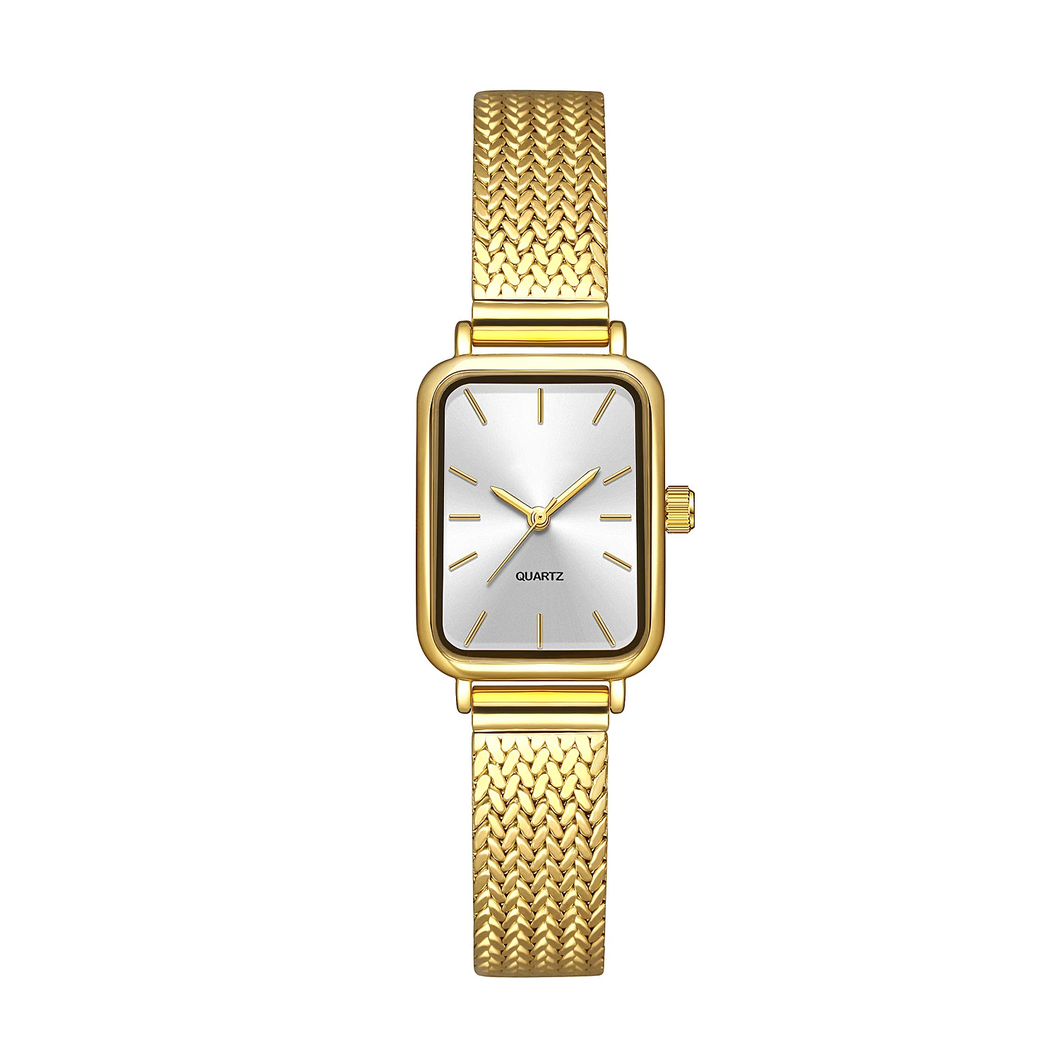 ساعة MAYZHISU الفاخرة الخفيفة للنساء بحزام من الفولاذ المقاوم للصدأ وأذن القمح كوارتز للنساء ساعة يد نسائية على مدار الساعة للسيدات