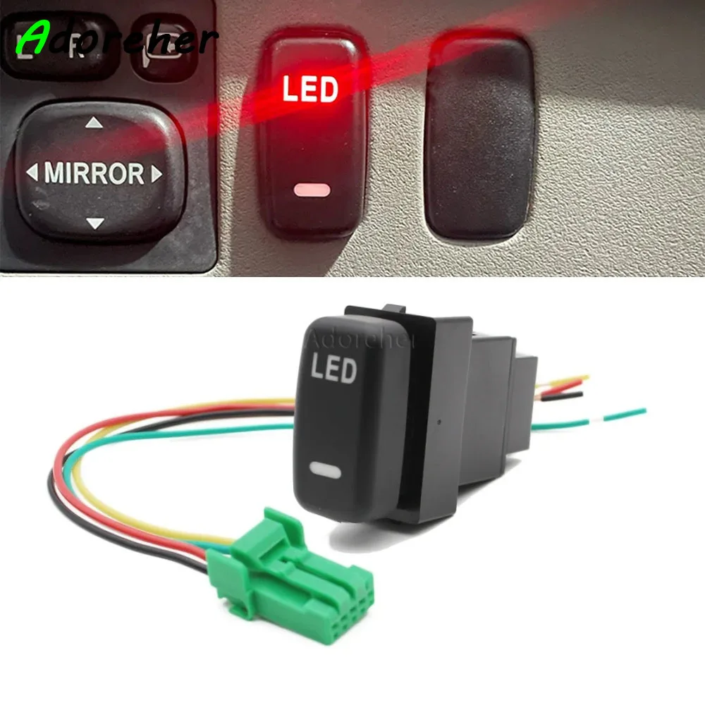 For Mitsubishi Outlander Pajero V73 V93 V97 Lancer EX Car Red LED Light Button LED Light Switch with Wire