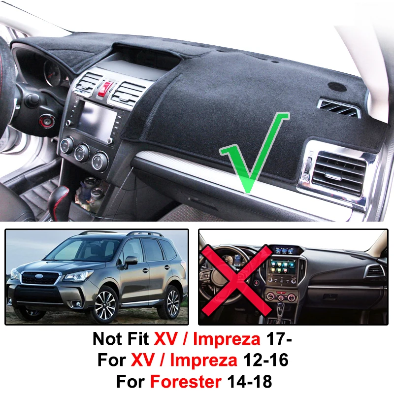 For Subaru XV Crosstrek Impreza 2012-2016 Forester SJ 2014-2018 Dashboard Cover Mat Dashmat Sunshield Protect Carpet Car Styling
