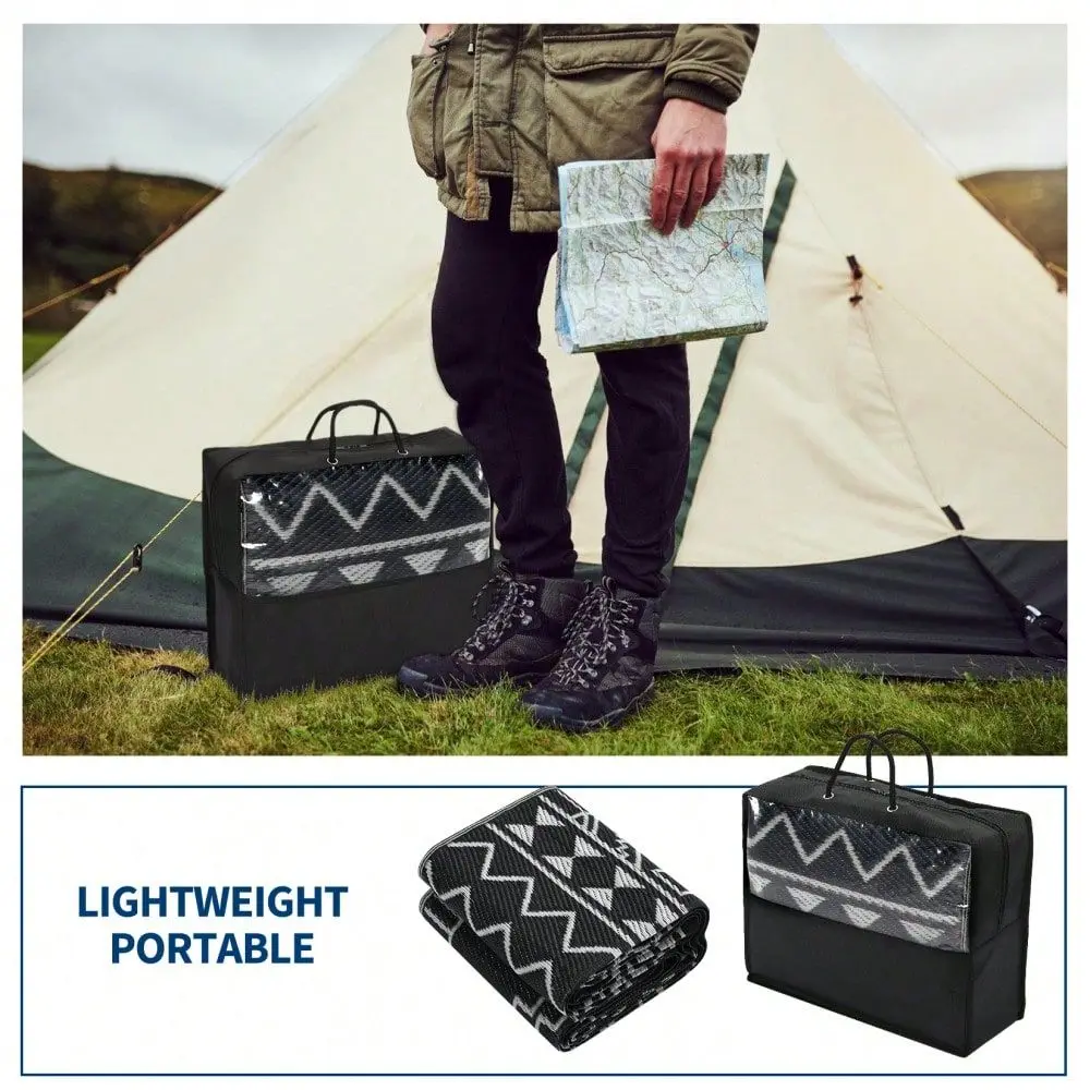 

Geometry Outdoor Plastic Area Rugs UV Resistant Reversible Waterproof Camping Throw Carpet Non Slip Stain Resistant Easy To Cle