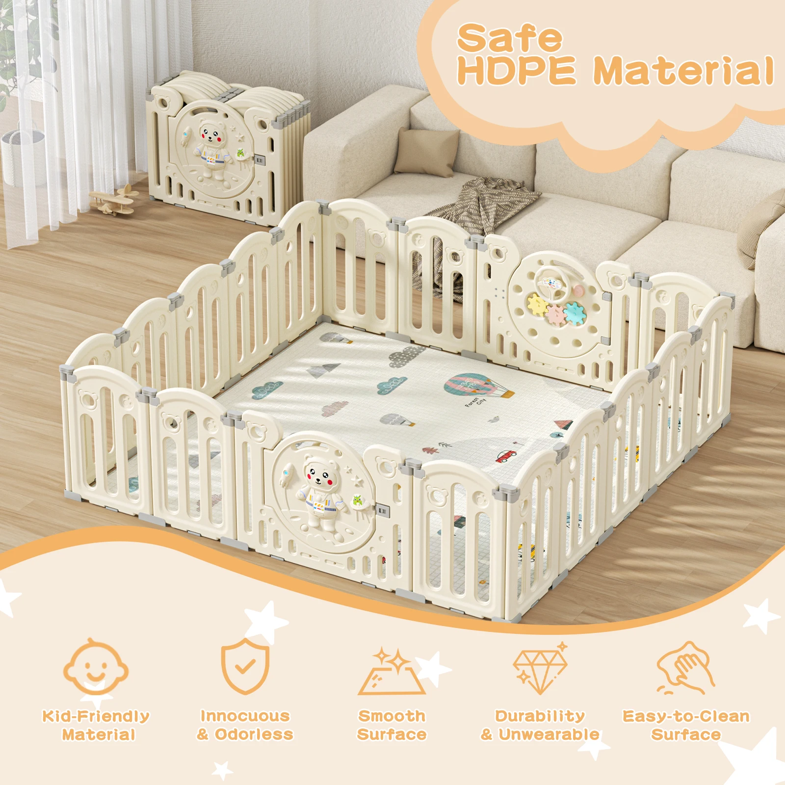 Baby Fence Children's Playpen Baby Toddler Crawling Safety Fence Luxury Baby Playpen Combination Indoor Child Safety Barrier