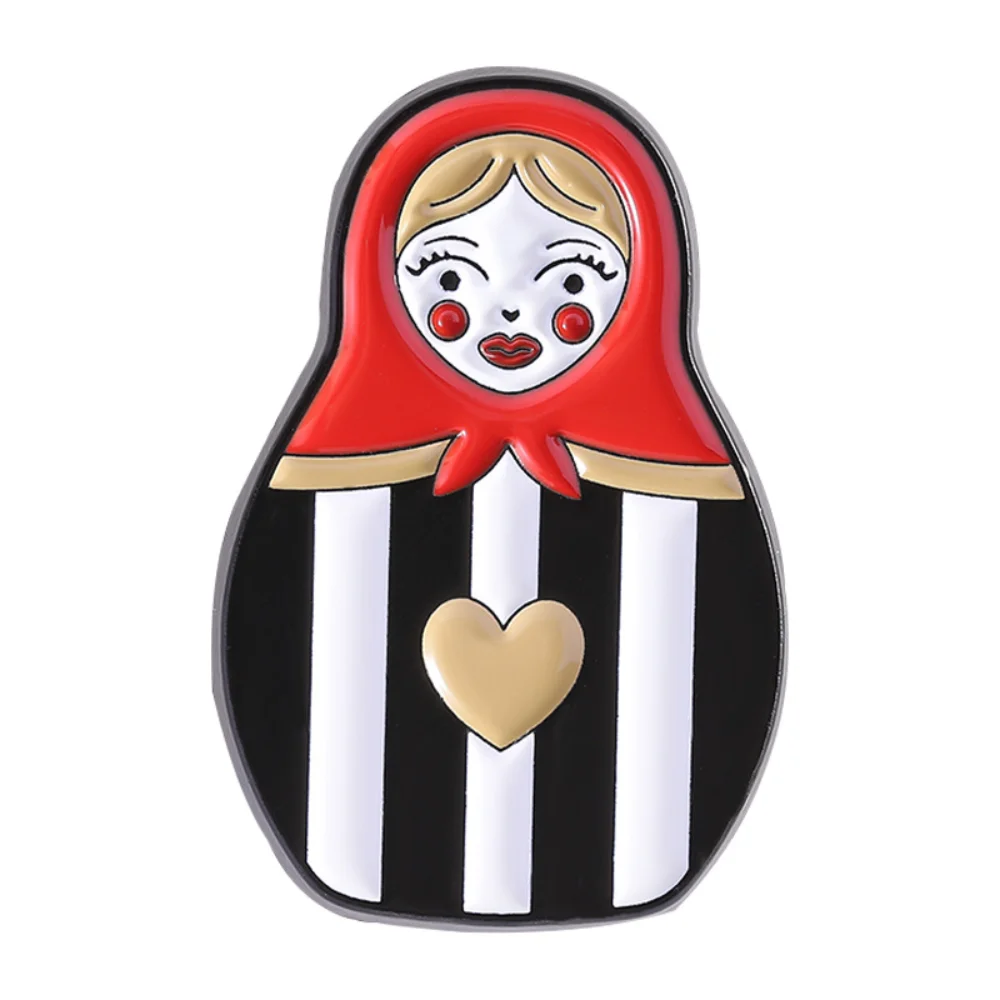 Novo personalizado russo nidificação boneca em forma de broche clipe criativo dos desenhos animados comemorativo metal jóias acessório crachá atacado