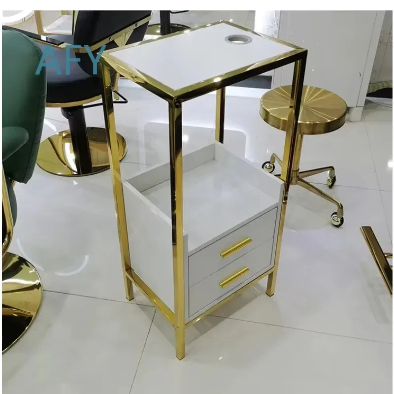 Latest Design Hair Salon Furniture for Gold Salon Trolley Removable Makeup Storage Trolley for Salon Chair Barber Stylist