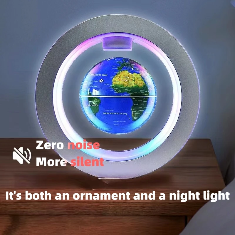 Globo flotante magnético LED para decoración del hogar, lámpara de noche giratoria levitante, mapa del mundo, regalos para niños y amigos, 4 pulgadas