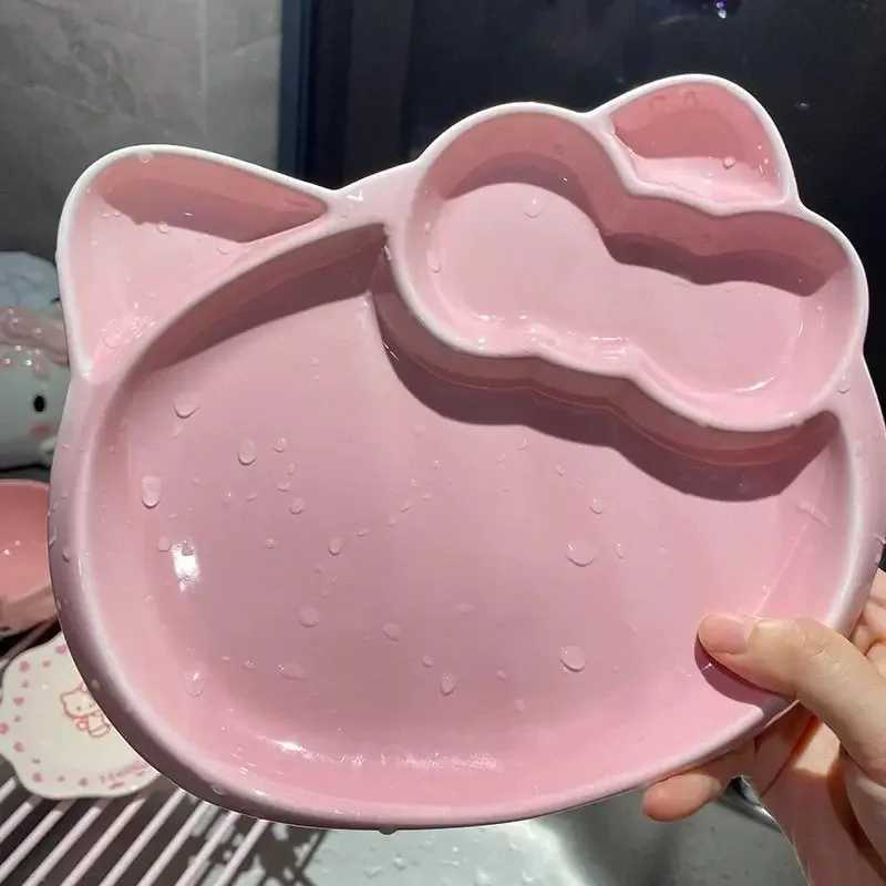 Hello Kitty Plate Cute Originality Cartoon Good-looking Household Small Plate Fashion Personality Simple Ceramics Dipping Plate