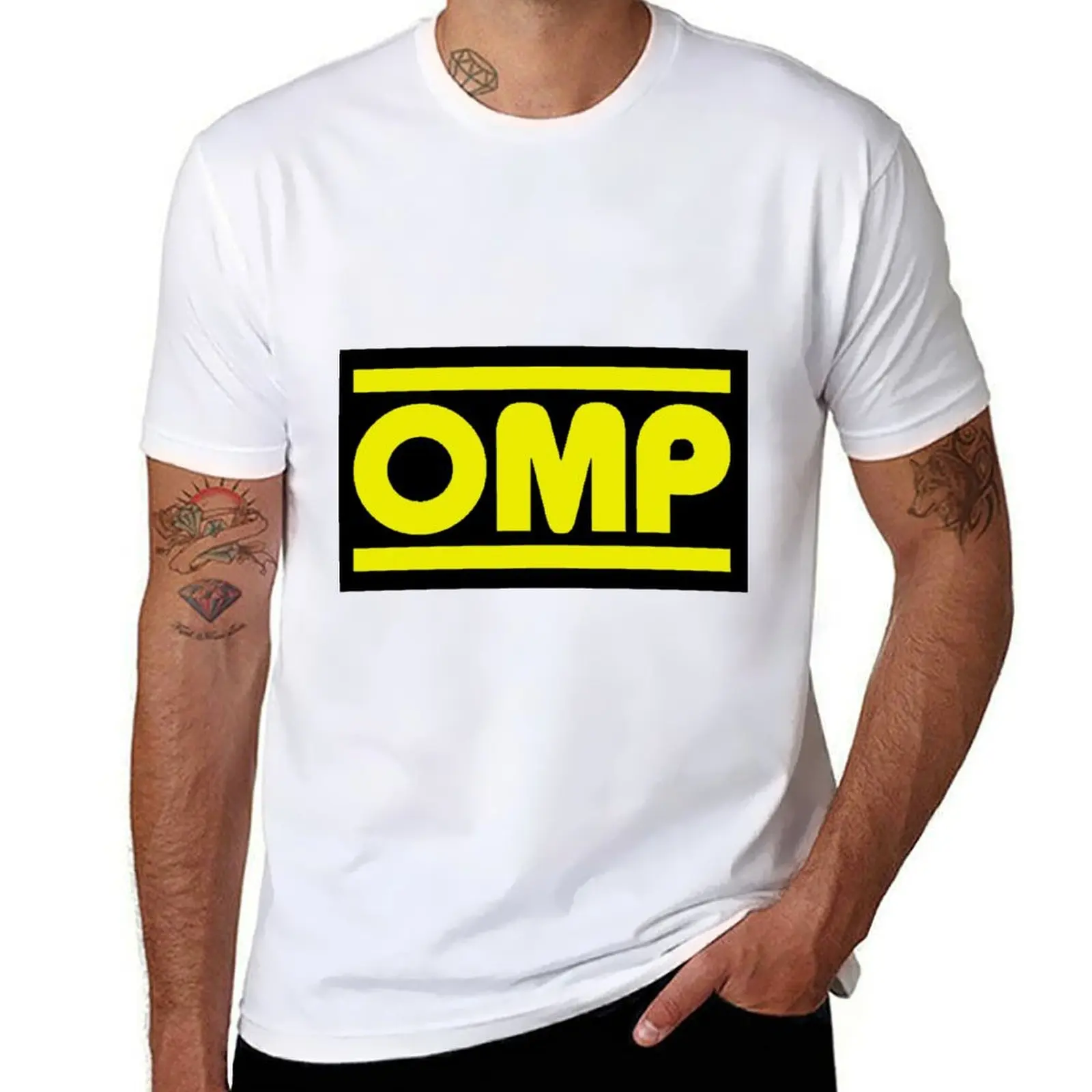 T-shirt con logo OMP T-shirt in cotone nero tinta unita per uomo t-shirt stampate da uomo