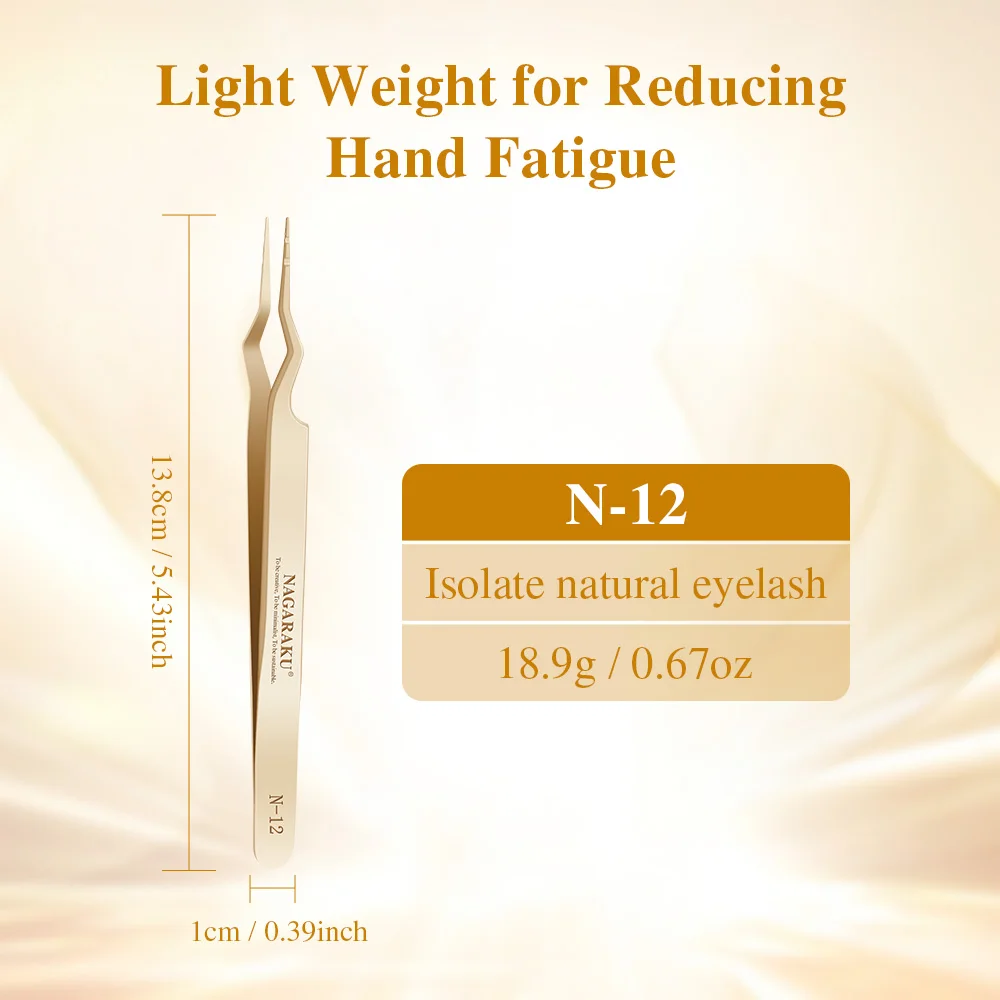 Pęsety do izolacji rzęs NAGARAKU, precyzyjne, z włóknistą końcówką, profesjonalne narzędzie do makijażu, lekkie, ze stali nierdzewnej.
