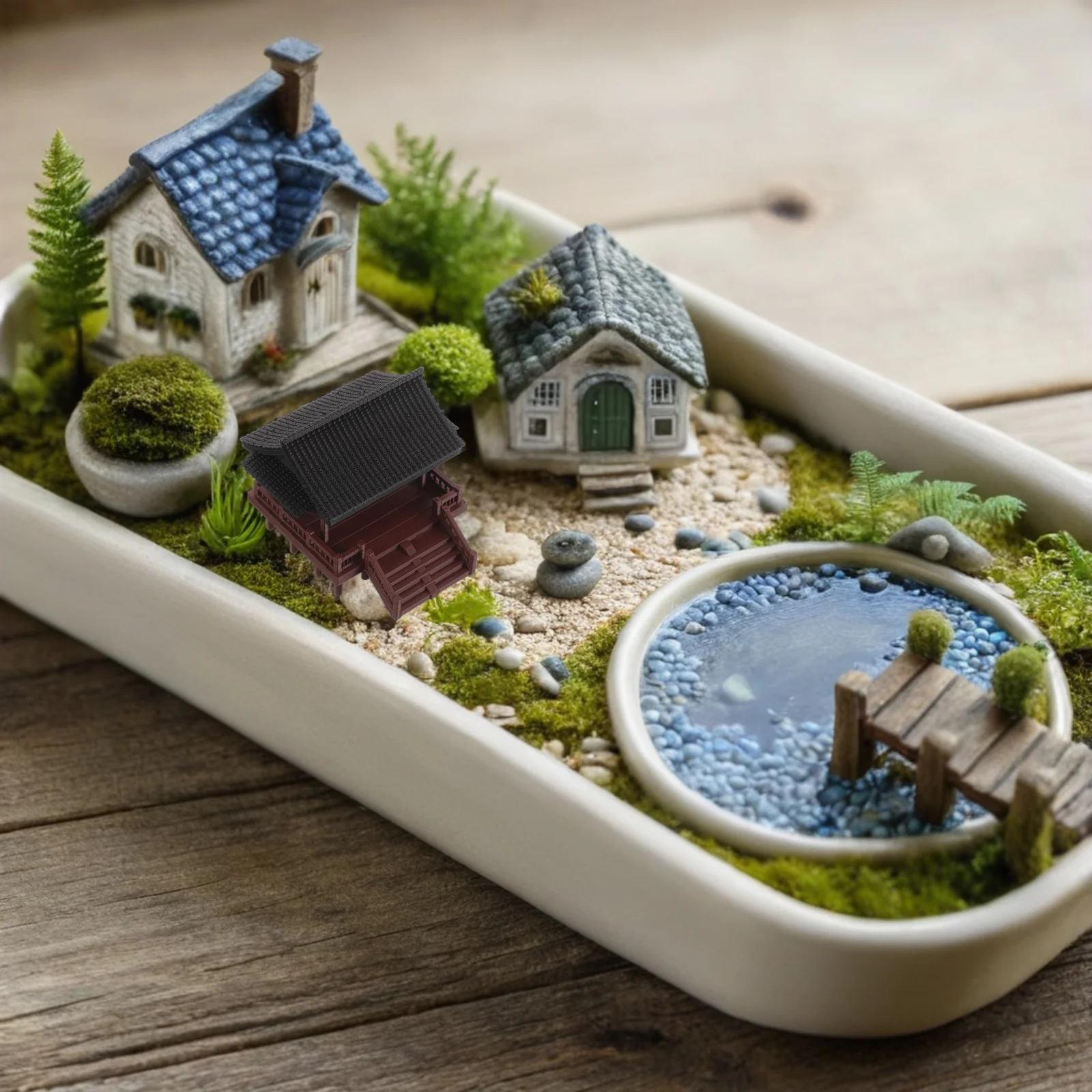 

Miniature Double Layer Pavilion Ancient Architecture Ornament For Aquarium Bonsai Terrarium Garden Decor Chinese Traditional