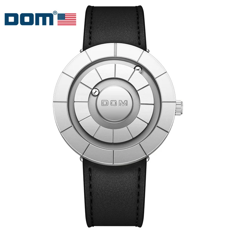 DOM 1753 New Quartz Watch for Men TOP Band Business Leather Strap Creative Scrolling Beads Magnetic Force Waterproof Wristwatch