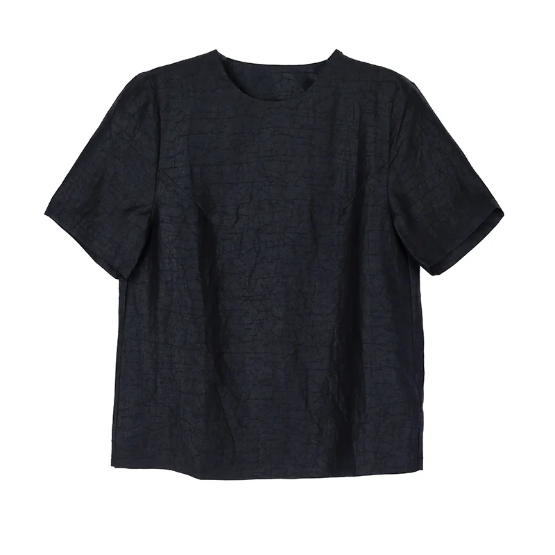 Été nouveau lâche femmes T-irt ort Sve soie Lyocell tissu ventre couvrant maman irt confortable respirant rond Ne haut