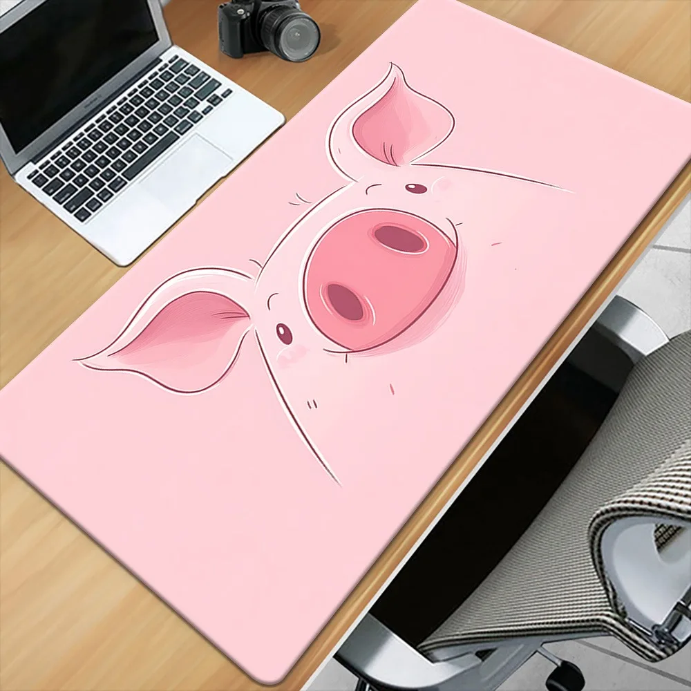 Pink Pig Black White Red Background Mouse Pad, Waterproof Anti-Slip Natural Rubber Office Gamer Desk Mat