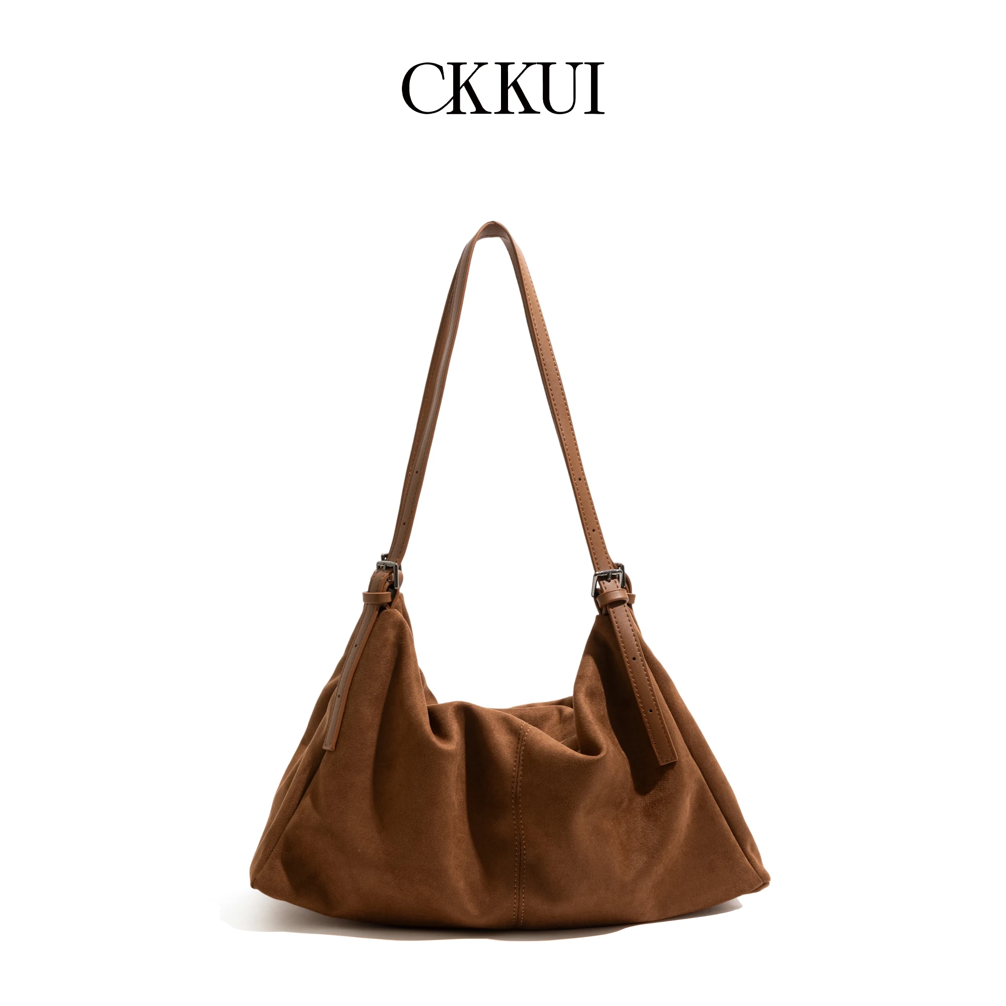 CKKUI Faux Suede Vintage Fashion Handbag Large Capacity Casual Shoulder Bag Commuting Vacation Adjustable Armpit Women's Bag
