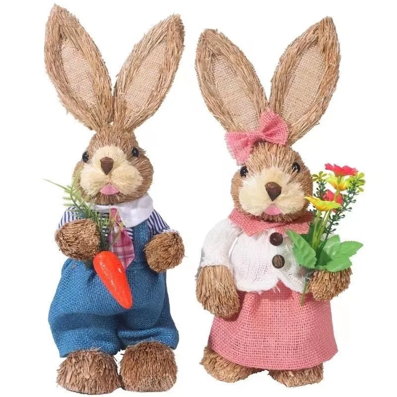 Straw rabbit straw material mother's day DIY three-dimensional