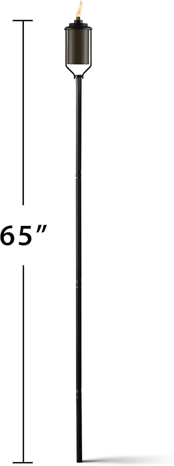 4-Pack Bronze Metal Torches for Outdoor Lighting - 65" Weather-Resistant, Easy Install with Wick & Snuffer