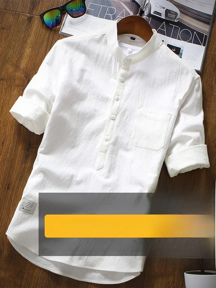 

Men's ort Sve T-irt Ice Silk f Sve irt Cotton Linen Summer Trendy Pure Cotton f Sve irt for Teens