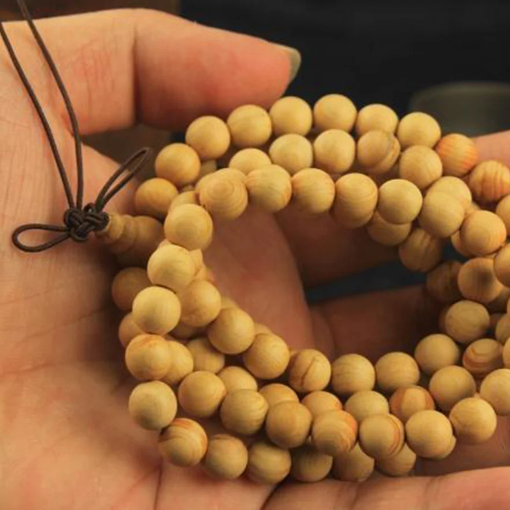 

2Pcs Buddhism Prayer Beads Bracelet Wood 108 Beads Meditation Wrist Wrap Necklace Stress Relief Gift Bracelet Wood Bead Necklace