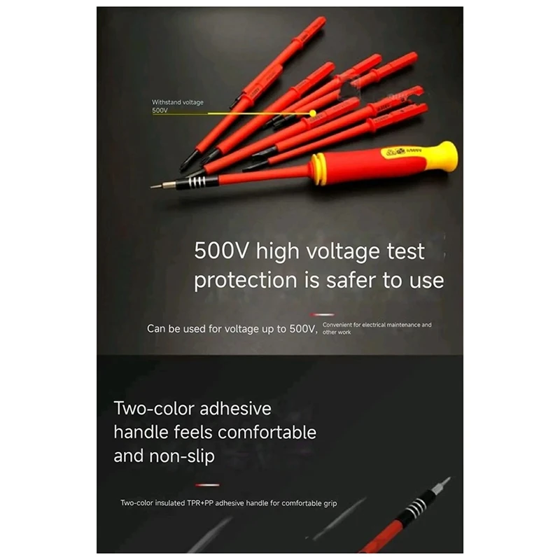 AA01-124-In-1 Set di cacciaviti isolati Smontaggio Riparazione Elettricista Anti-elettrico Strumento di forma speciale