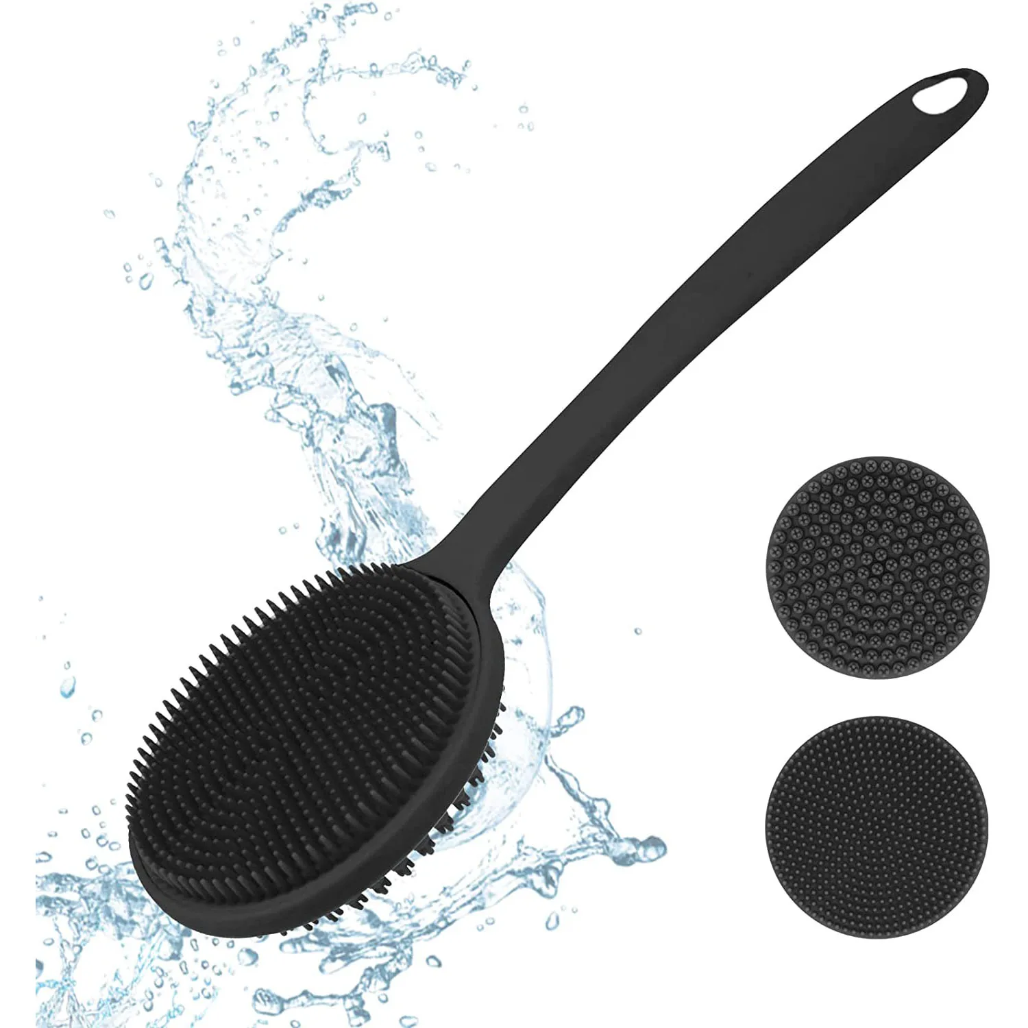 Silicone Back Scrubber for Shower, Bath Body Brush with Long Handle, Double Sided Shower Brush for Shower Exfoliating