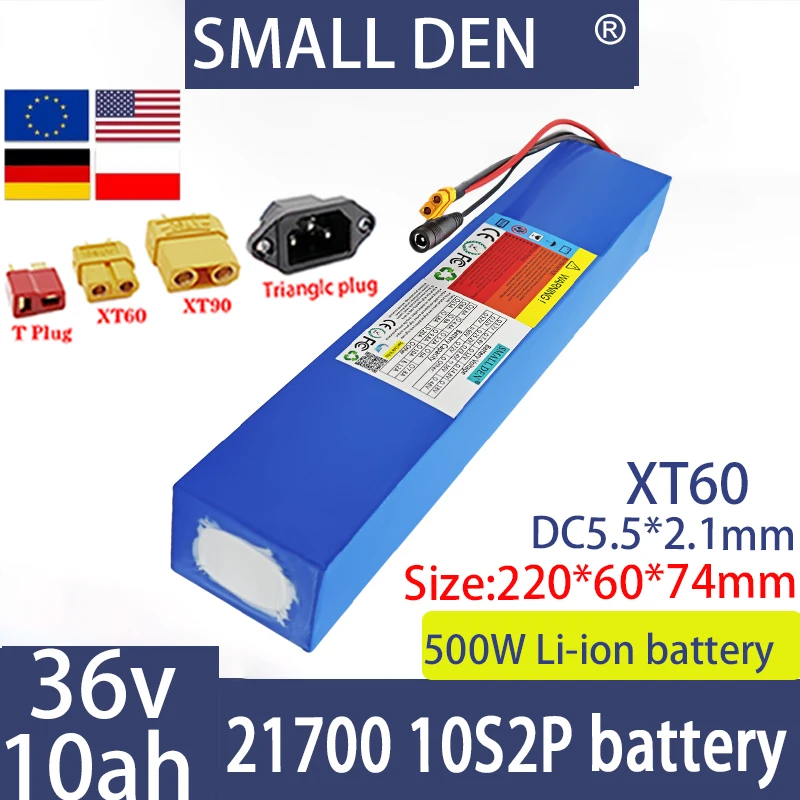 

New 36V 10Ah 21700 10S2P A-class lithium battery pack, 500W high-power built-in BMS suitable for various energy storage backup