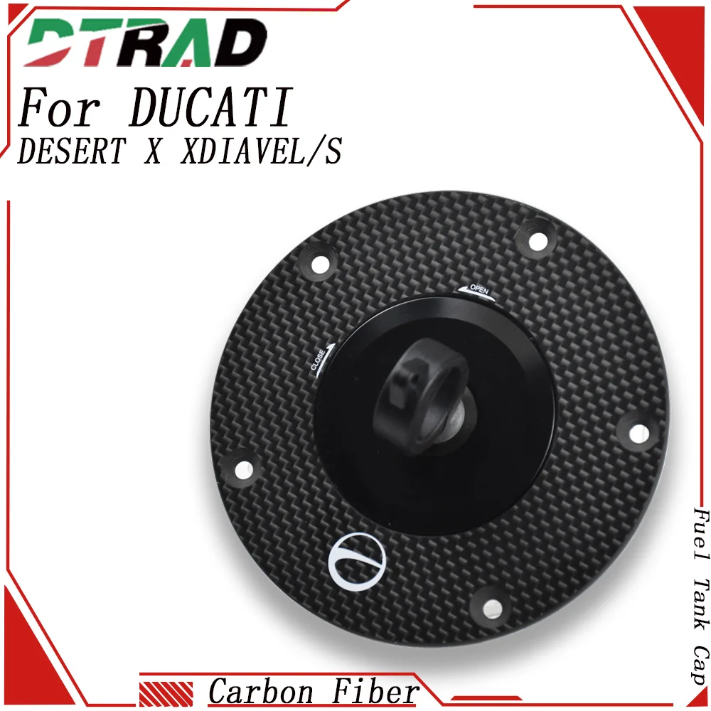 Carbon Fiber With Key Lock Fuel Tank Cap Fast Gas Gas oline Cover For DUCATI DESERT X 2022-2025 XDIAVEL/S 2016-2025 Accessories
