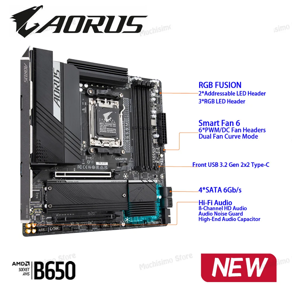 New B650 Mainboard GIGABYTE B650M AORUS ELITE AX DDR5 Motherboard AMD RYZEN 9 7900X CPU KINGSTON RGB 6000MHz 32GB Meomory Combo