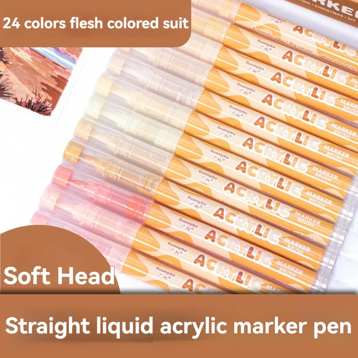 24 - Color Stackable Acrylic Marker Pens! Soft - Head, Pressure - free, Opaque for Stunning Art, Comics Coloring!