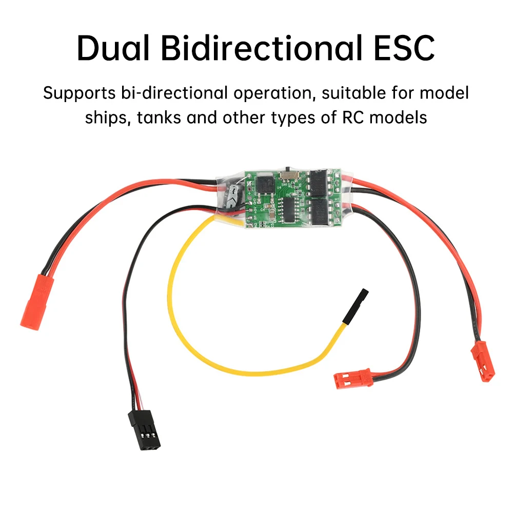 1PC Dual Way Bidirectional Brushed Electric Speed Controller 40A x 2 Mixed Control ESC 6-14V for RC Tank/Speed Difference Boat